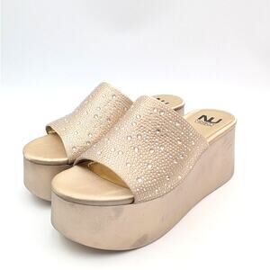 Ninety Union Bahamas Embellished Platform Sandal Women's Gold Size US9 EU40